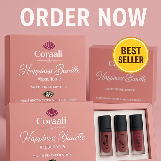 Matte Finish Lipstick Combo Pack of 3 (5ml Each): Nude Brown | Rosy Nude | Cranberry