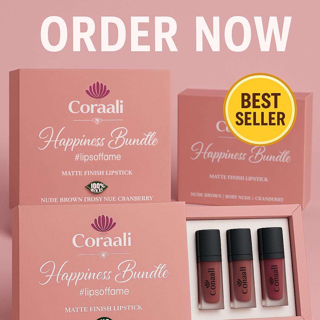 Matte Finish Lipstick Combo Pack of 3 (5ml Each): Nude Brown | Rosy Nude | Cranberry