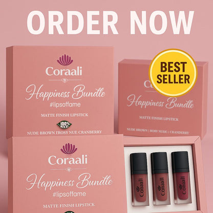 Matte Finish Lipstick Combo Pack of 3 (5ml Each): Nude Brown | Rosy Nude | Cranberry
