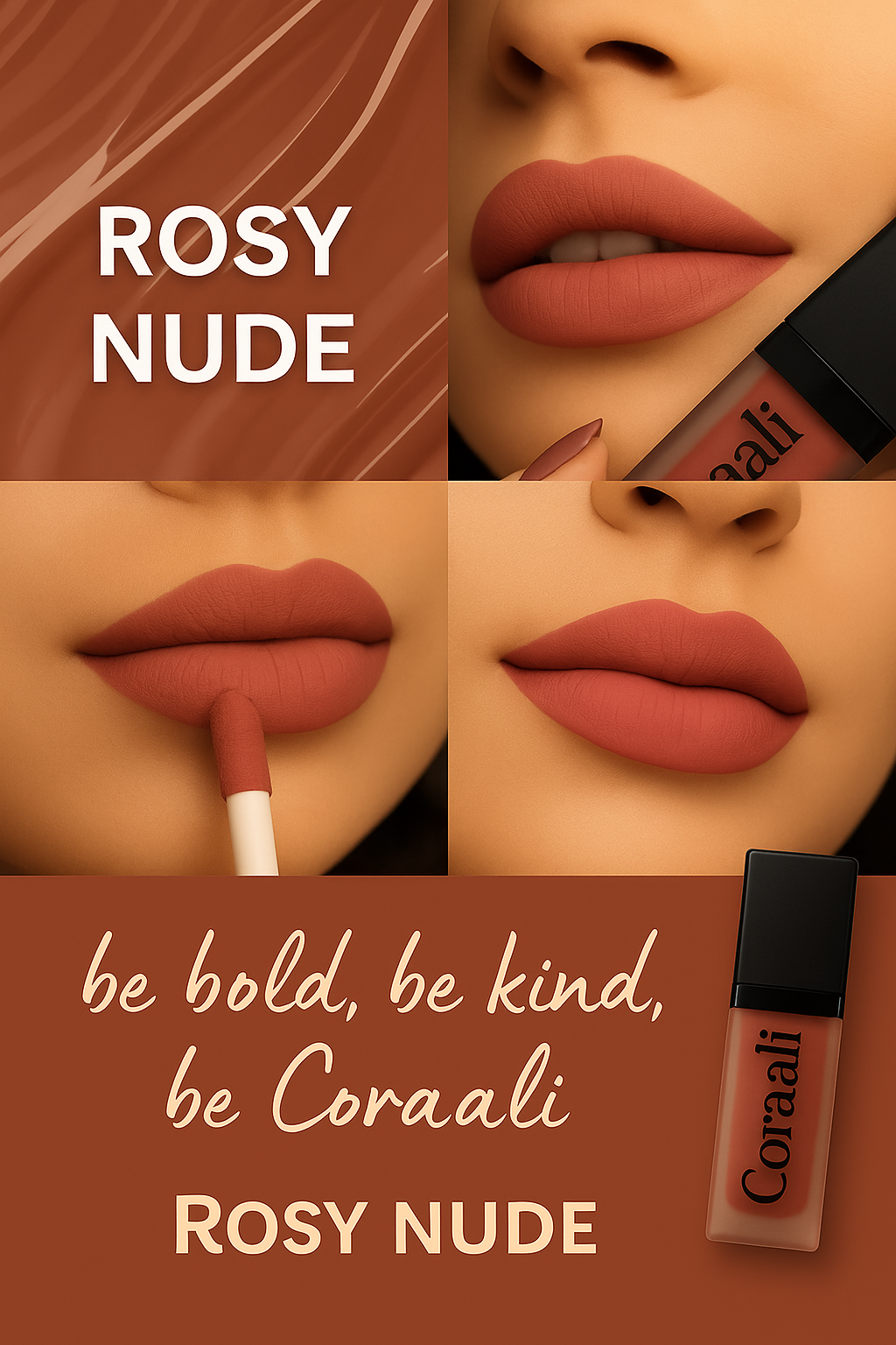 Matte Finish Lipstick : Rosy Nude (5ml)